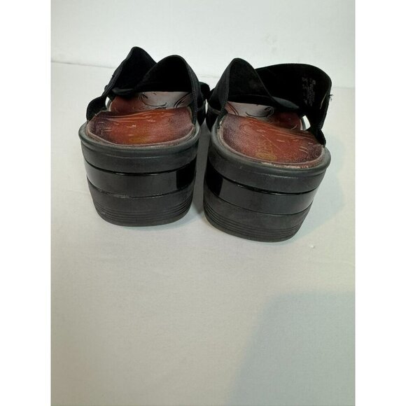 Bzees Desire Sandals Women's Sz 9 Black Comfort Elastic Cross Strap Wedge Slide - Picture 4 of 9
